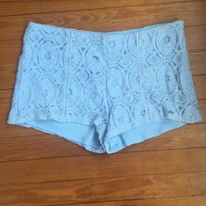 Light blue Hippie Love lace shorts